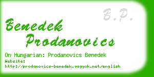 benedek prodanovics business card